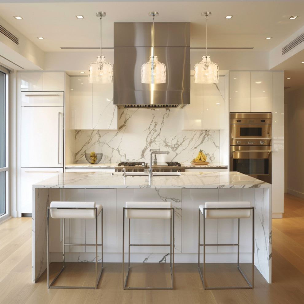 Farmhouse 1-Light Textured Glass Nickel Pendant Light