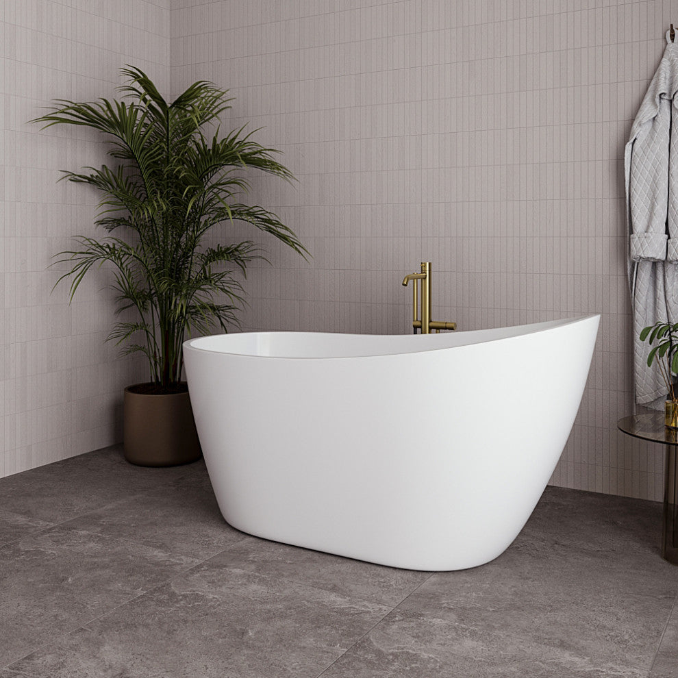 55" Streamline NDR-342-12-BBR Freestanding Tub, Tray, Drain in Brushed Brass