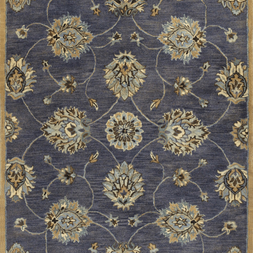 3' X 5' Midnight Floral Vines Wool Area Rug