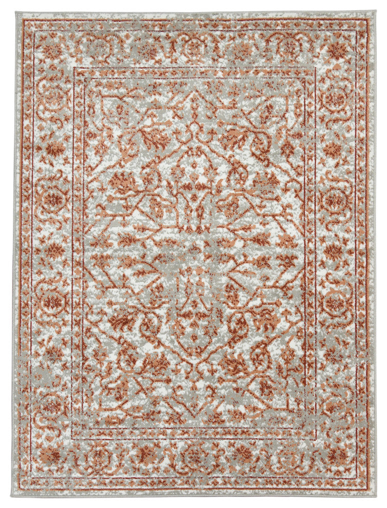 Alpine Fany Power-Loomed Polypropylene Area Rug, Orange/Gray, 7'10"x10'2"