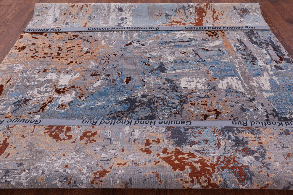 7' 11" X 10' 2" Hand-Knotted Wool and Silk Abstract Rug Q6237