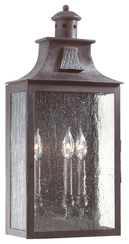 Newton, Pocket Outdoor Wall Lantern, 3 Light, Old Bronze Finish, Clear Glass