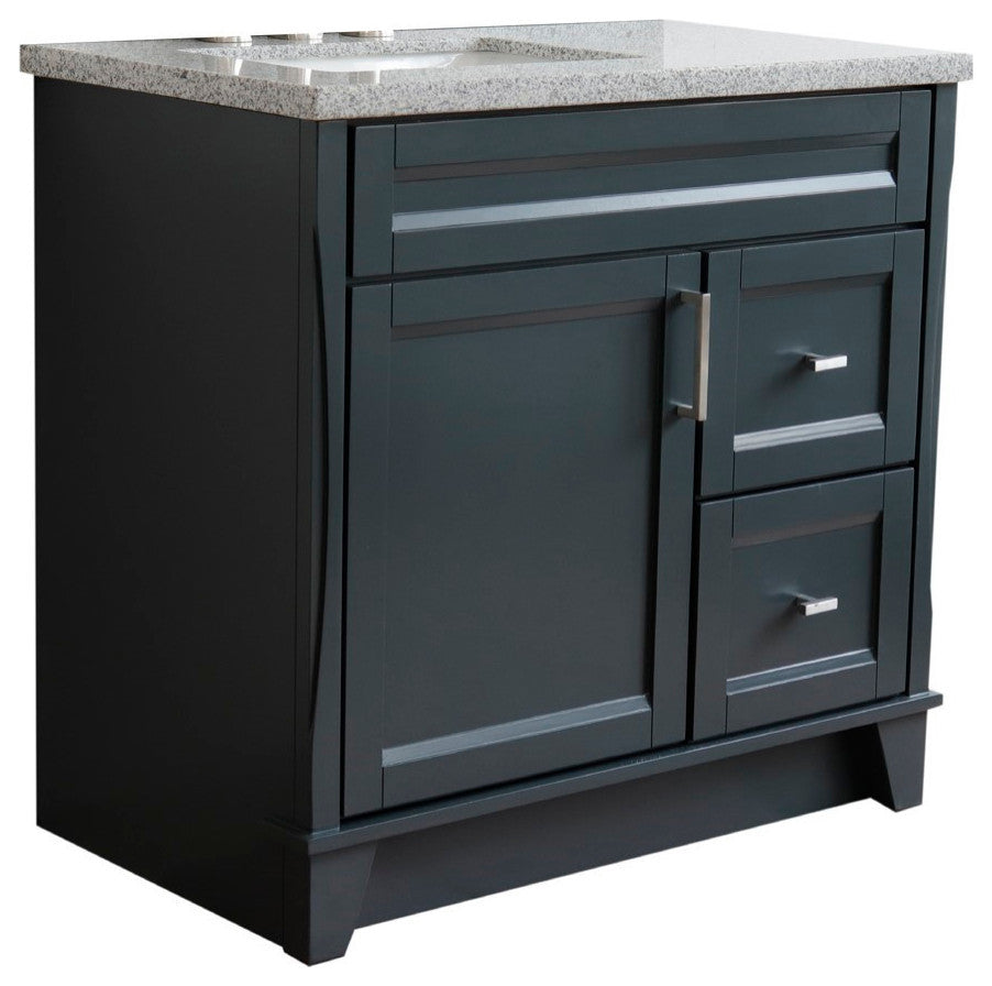 37" Single Sink Vanity, Dark Gray Finish With Gray Granite