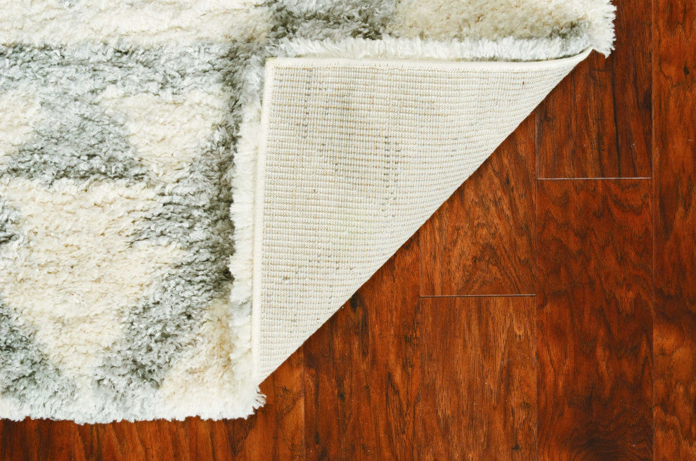HomeRoots 8' x 13' Extra Soft Geometric Design Ivory and Blue Area Rug