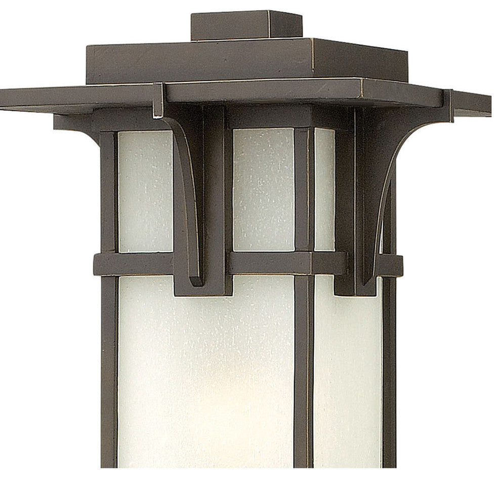 Manhattan Outdoor Post/Pier Mount, Oil Rubbed Bronze With Etched Seedy Glass