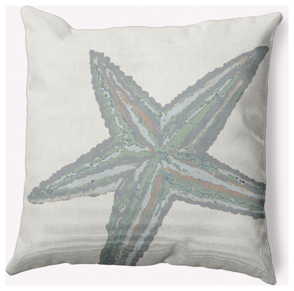 26x26" Large Starfish Nautical Decorative Indoor Pillow, Pretty Grey