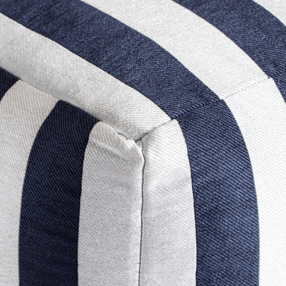 Cape May Blue 18" x 18" x 18" Navy and Ivory Pouf