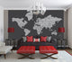 1-World Text Map Wall Decal, Inverse Grey, 67"x36"