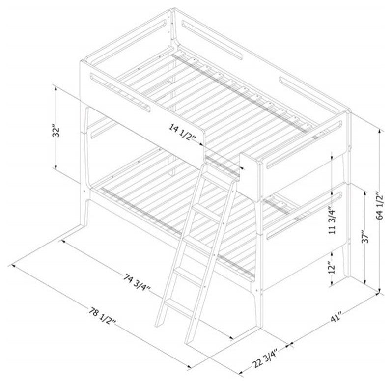 South Shore Bebble Modern Twin Over Twin Bunk Bed in Pure White