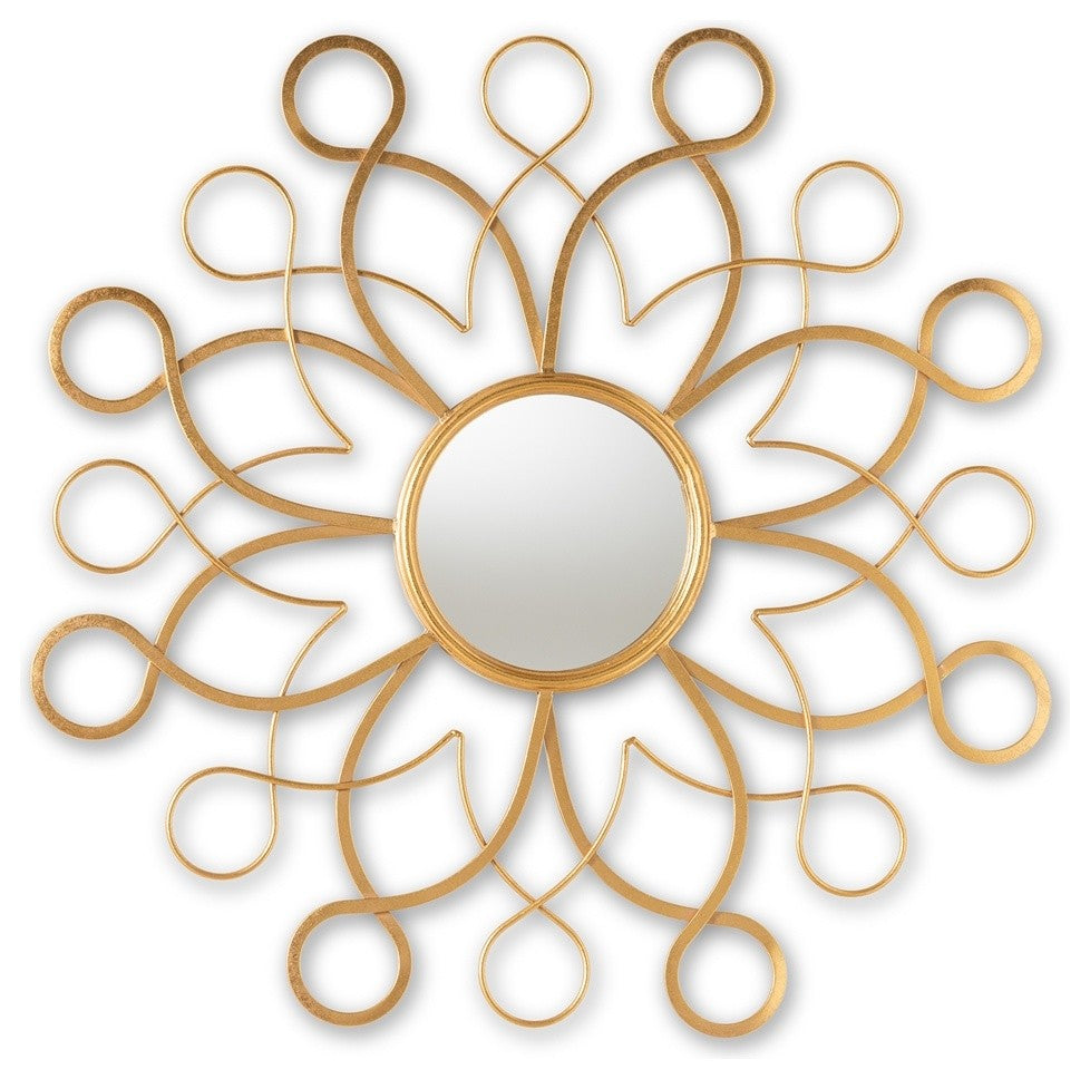 Modern And Contemporary Antique Gold Finished Round Accent Wall Mirror