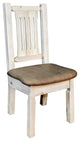 Side Chair, Clear Lacquer Finish, Upholstered Seat, Buckskin Pattern