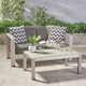 GDF Studio Cybele Doris Outdoor Aluminum Loveseat and Coffee Table Set, Silver/Khaki