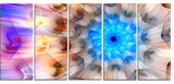 Blue Fractal Petals Dandelion, Floral Canvas Art Print, 60"x28", 5 Panels
