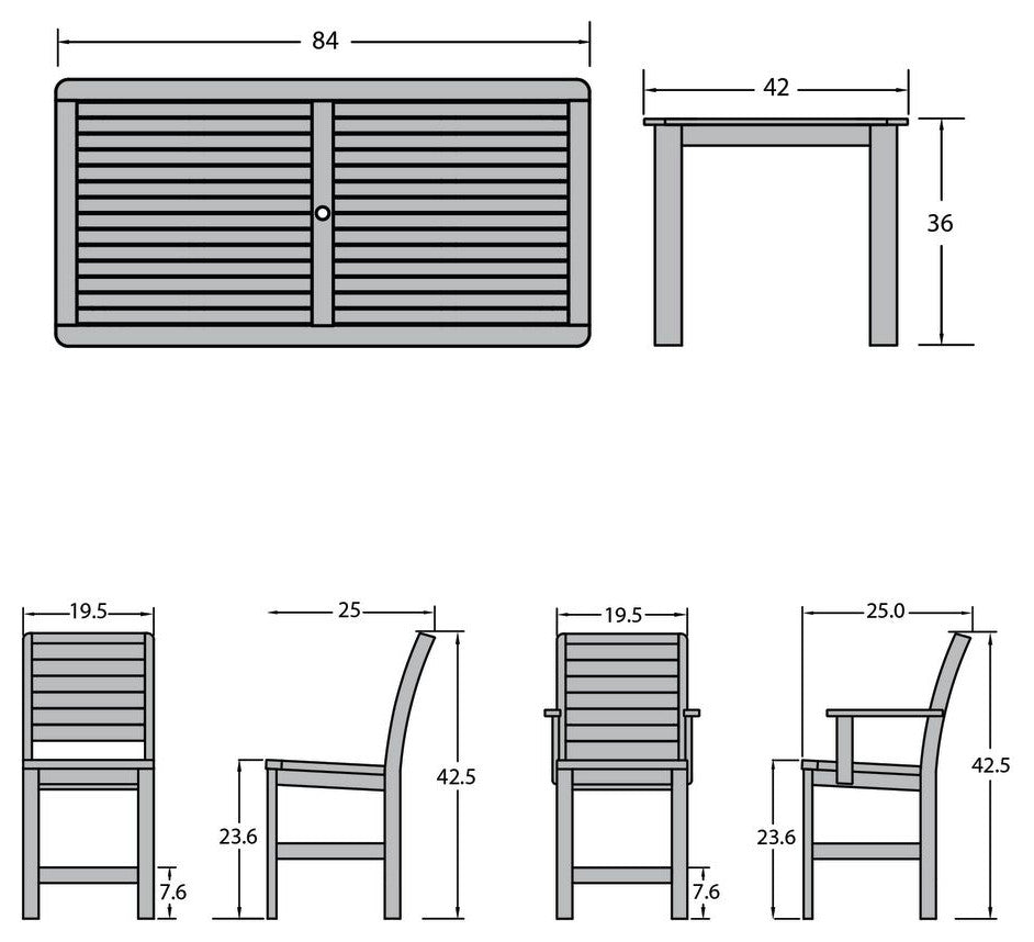 Weatherly 7-Piece Rectangle Counter-Height Dining Set, Coastal Teak