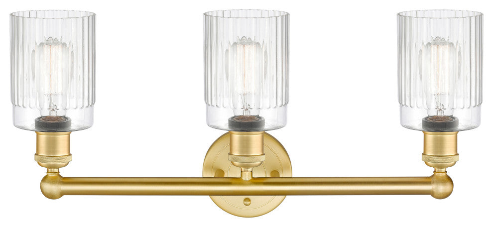 Hadley 3-Light 23" Bath Vanity Light, Satin Gold Finish, Clear Shade
