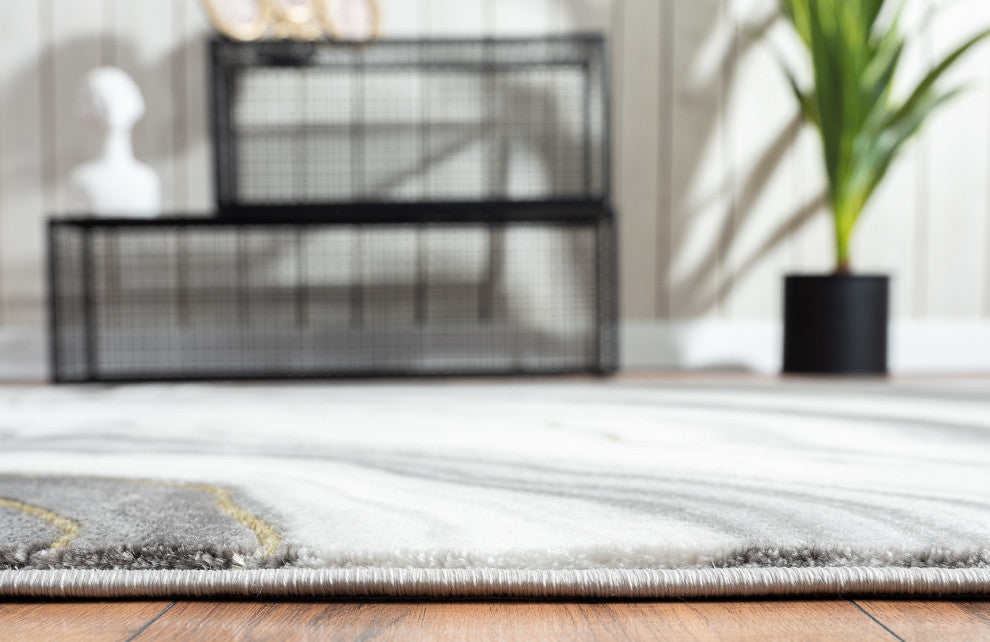 Abani Luna LUN220A Contemporary Grey and Gold Granite Area Rug
