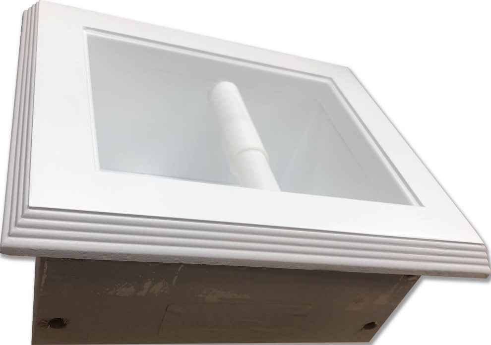 Tampa Recessed Solid Wood Toilet Paper Holder 7 x 8.5, White Enamel