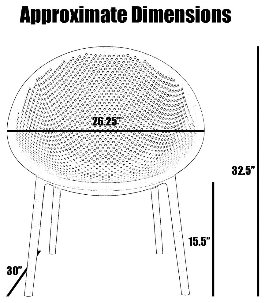 Set of 2 Modern Plastic Lounge Chair Egg Shaped Seat for Indoor/Outdoor, Black