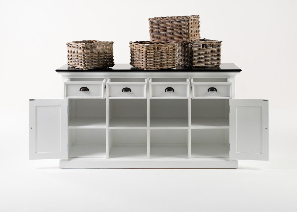 Classic White and Black Halifax Contrast Buffet with 4 Baskets