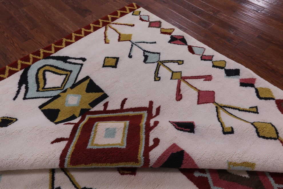 8' 2" X 9' 10" Handmade Moroccan Wool Rug Q9274