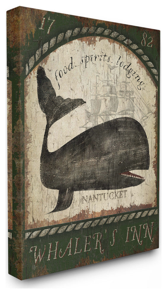 Stupell Industries Vintage Nantucket Whaler''s Inn Sign, 30"x40", Canvas Wall Art