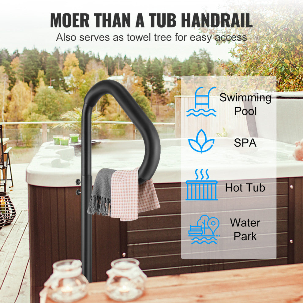 VEVOR Hot Tub Handrail Spa Side Handrail 360 Rotatable 35"-57" Adjustable Height