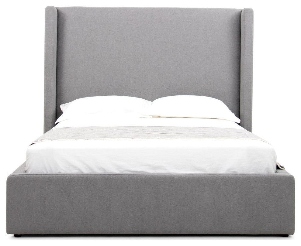Modrest Byrne Modern Grey Fabric Bed, Queen