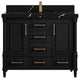 Aberdeen 42 Single Sink Bath Vanity In Black 2" Calacatta Black