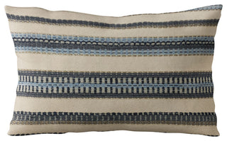 Plutus Blue Beige Lanes Stripe Luxury Throw Pillow, 20"x20"