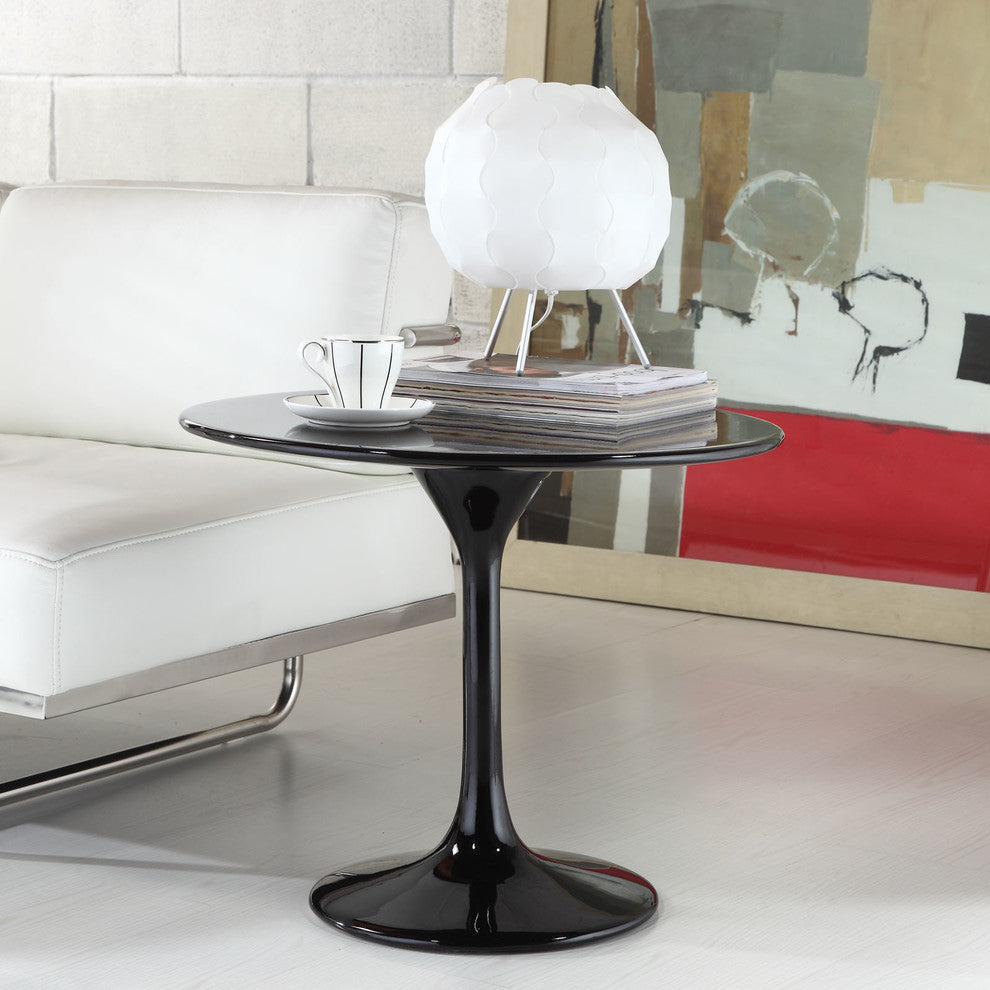 Modern Contemporary Living Room 24" Fiberglass Side Table Black
