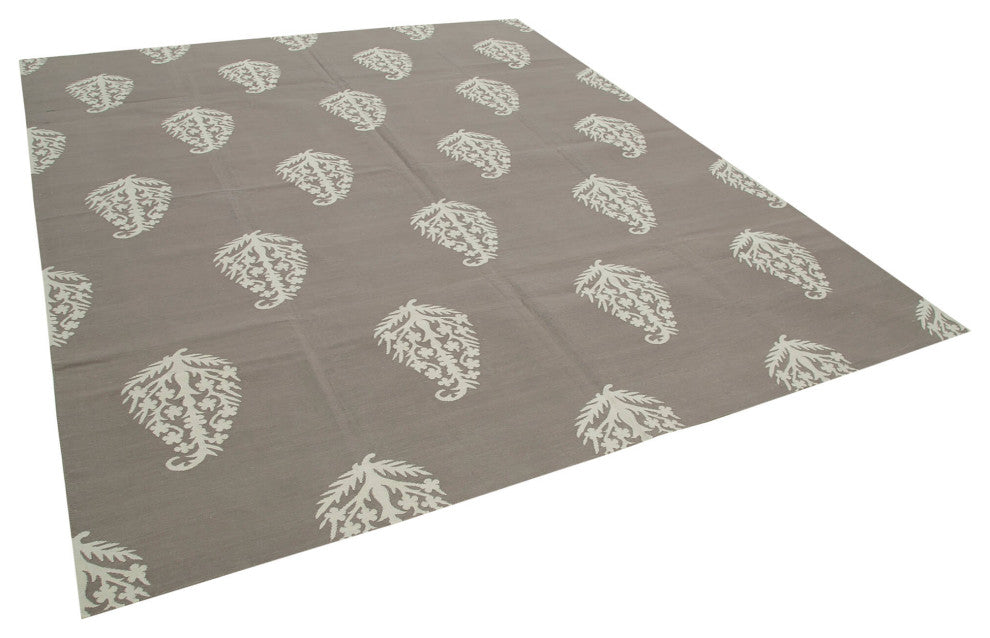 Rug N Carpet - Handmade Wool 8' 1'' x 9' 10'' Modern Design Dhurrie Kilim Rug