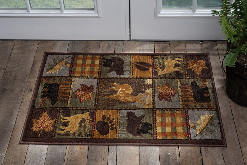 Colorblock Wildlife Novelty Lodge Pattern Multicolor Scatter Mat Rug, 2''x3''