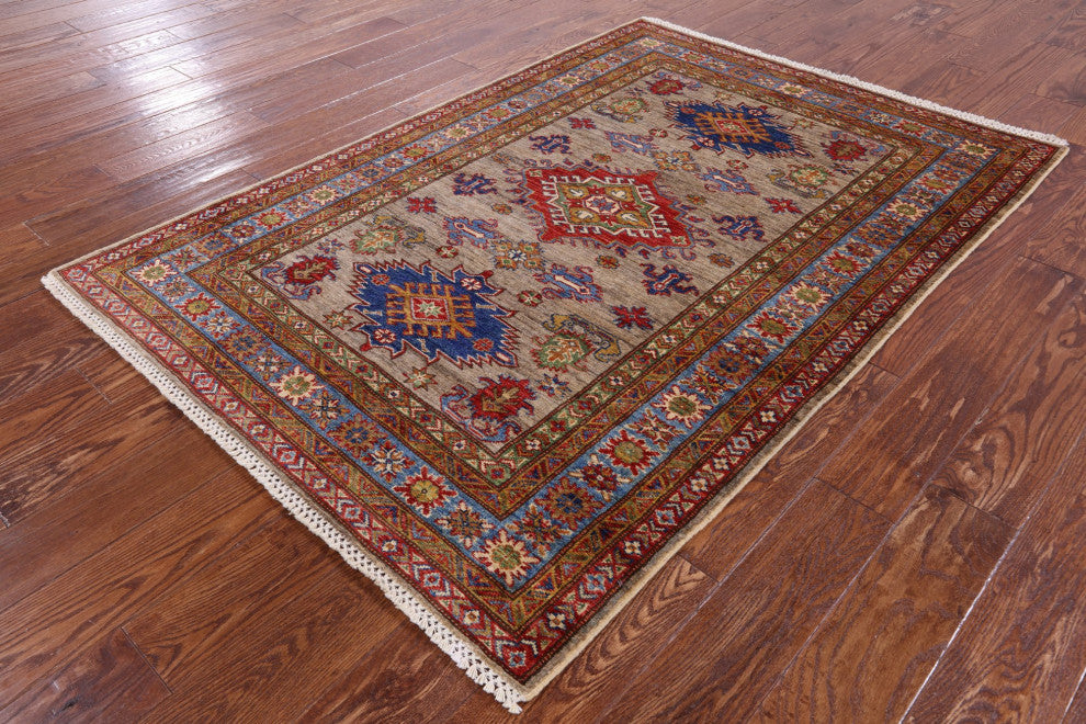4' 1" X 5' 11" Super Kazak Handmade Wool Rug - Q12946