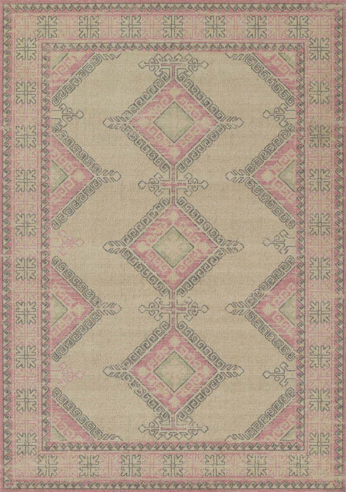 Momeni Anatolia Wool and Nylon Pink Area Rug 2' X 3'