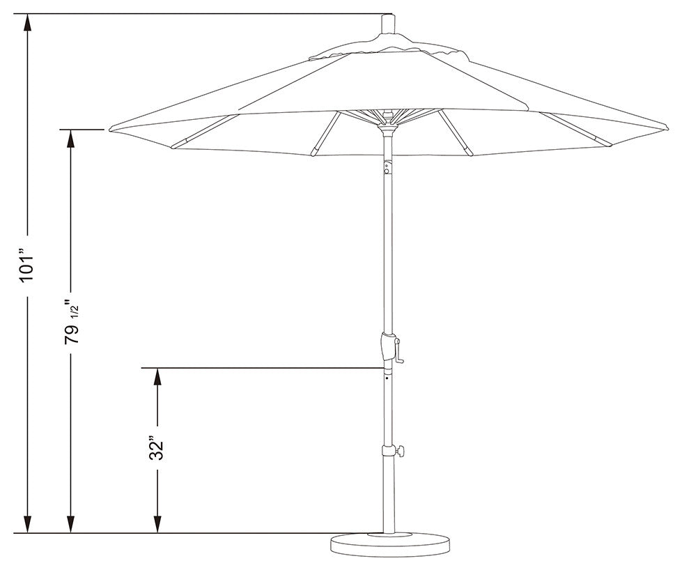 9'' Aluminum Umbrella Push Tilt, Sunbrella, Astoria Sunset