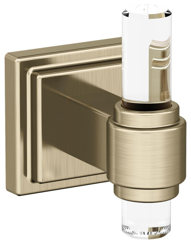 Glacio Contemporary Single Robe Hook, Clear/Golden Champagne