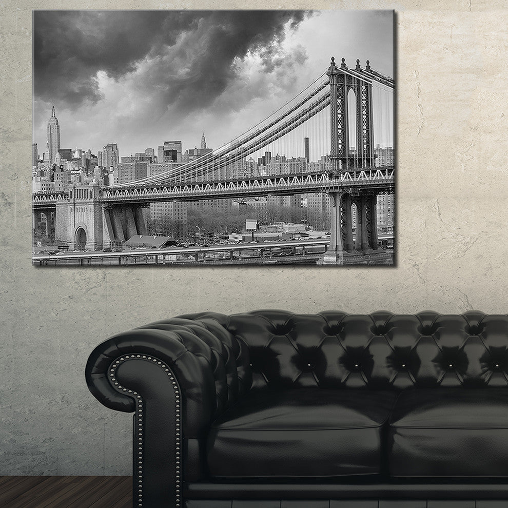 "Gray Manhattan Skyline" Cityscape Photography Canvas Print, 40"x30"