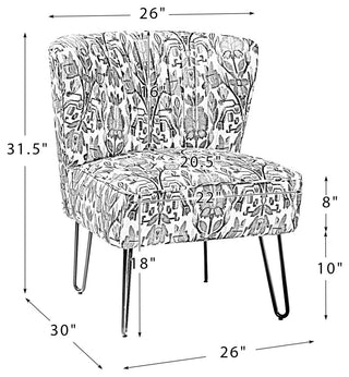 Tufted Side Chair With Metal Legs, Floral