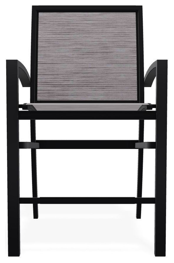 Kendall Sling Balcony Height Stackable Outdoor Stool, Fossil/Black