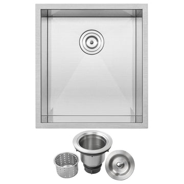 18.5" Zero Radius Undermount 16-Gauge Stainless Steel Kitchen and Bar Sink, Sink