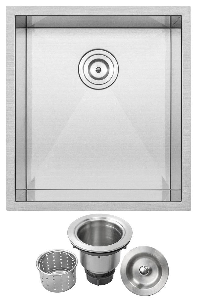 18.5" Zero Radius Undermount 16-Gauge Stainless Steel Kitchen and Bar Sink, Sink