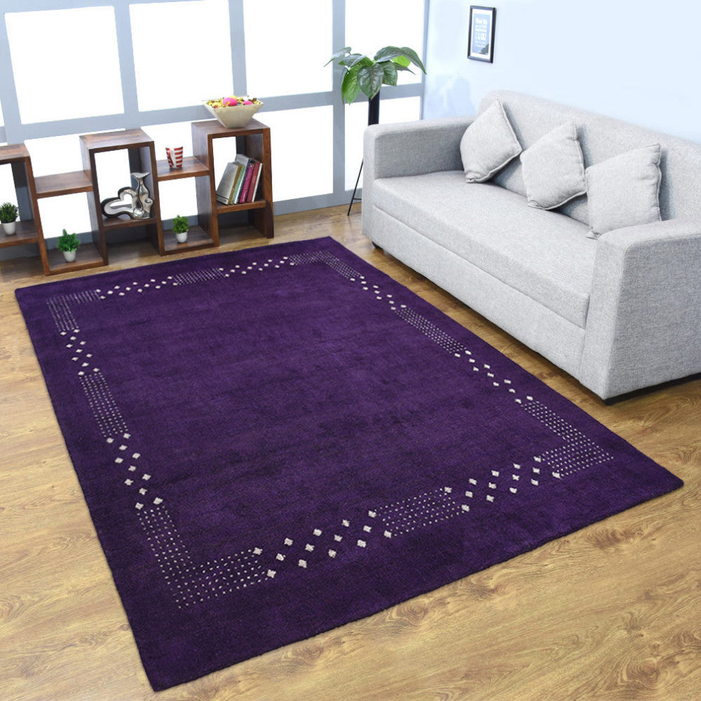 HAND KNOTTED LOOM SILK ECO-FRIENDLY RUGS-8'x11',Rectangle,Purple,Contemporary