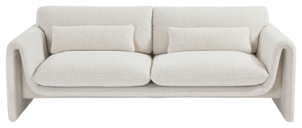 Stylus Boucle Fabric Upholstered Sofa, Cream