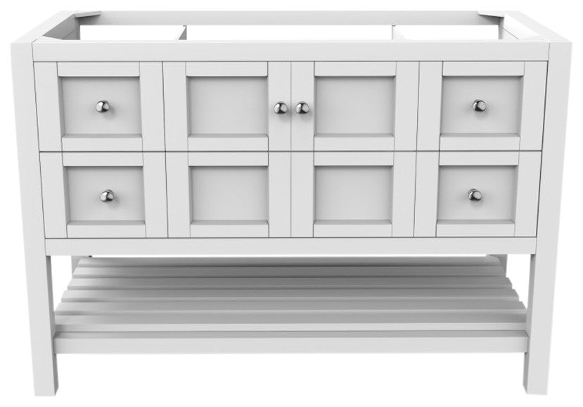 CastelloUSA Alicia Freestanding Vanity, Base Only, White, 48", Chrome Handles