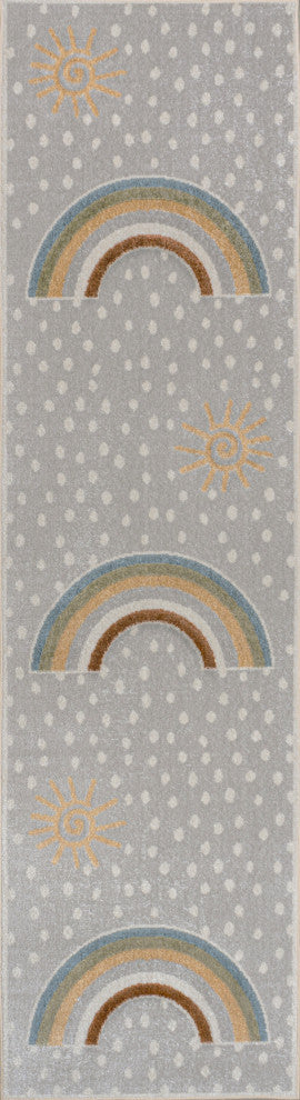 Minha Rainbow Dot Machine-Washable Area Rug, 2 X 8