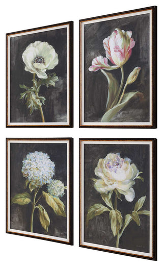 Uttermost Florals On Black Framed Prints Set of 4