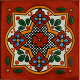 4-Piece Tepupa Talavera Mexican Tile, 6x6"