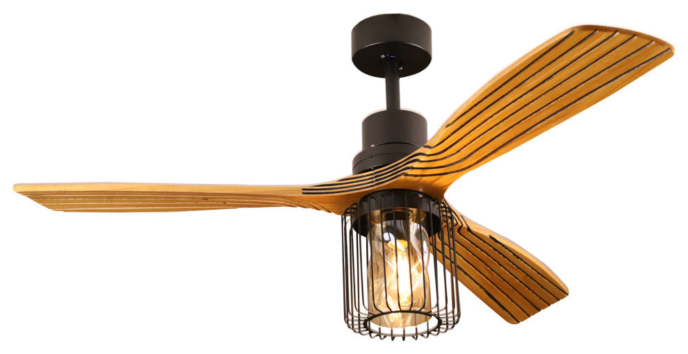 52" 3-Blade Chandelier Ceiling Fan, Remote Control and Light Kit, Brown