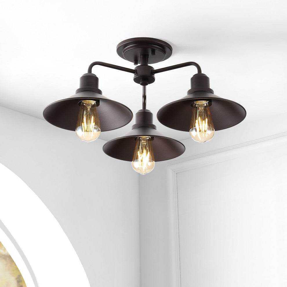 Calvin 18.5" 3-Light Iron LED Pendant, Oil Rubbed Bronze