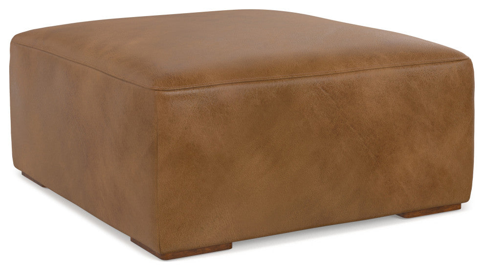 Rex Ottoman in Genuine Leather , Fully Assembled